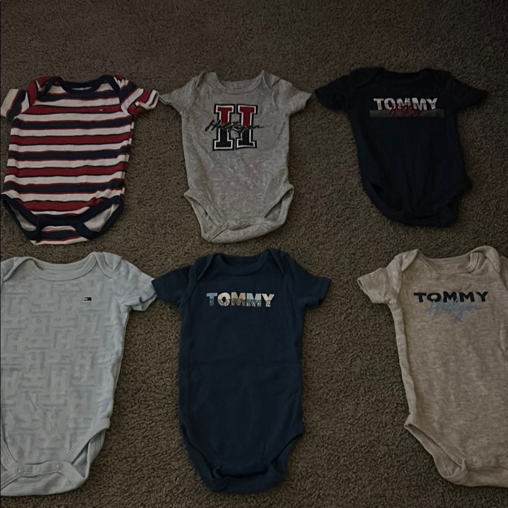 Tommy Hilfiger Blue and Gray Bodysuits for Babies